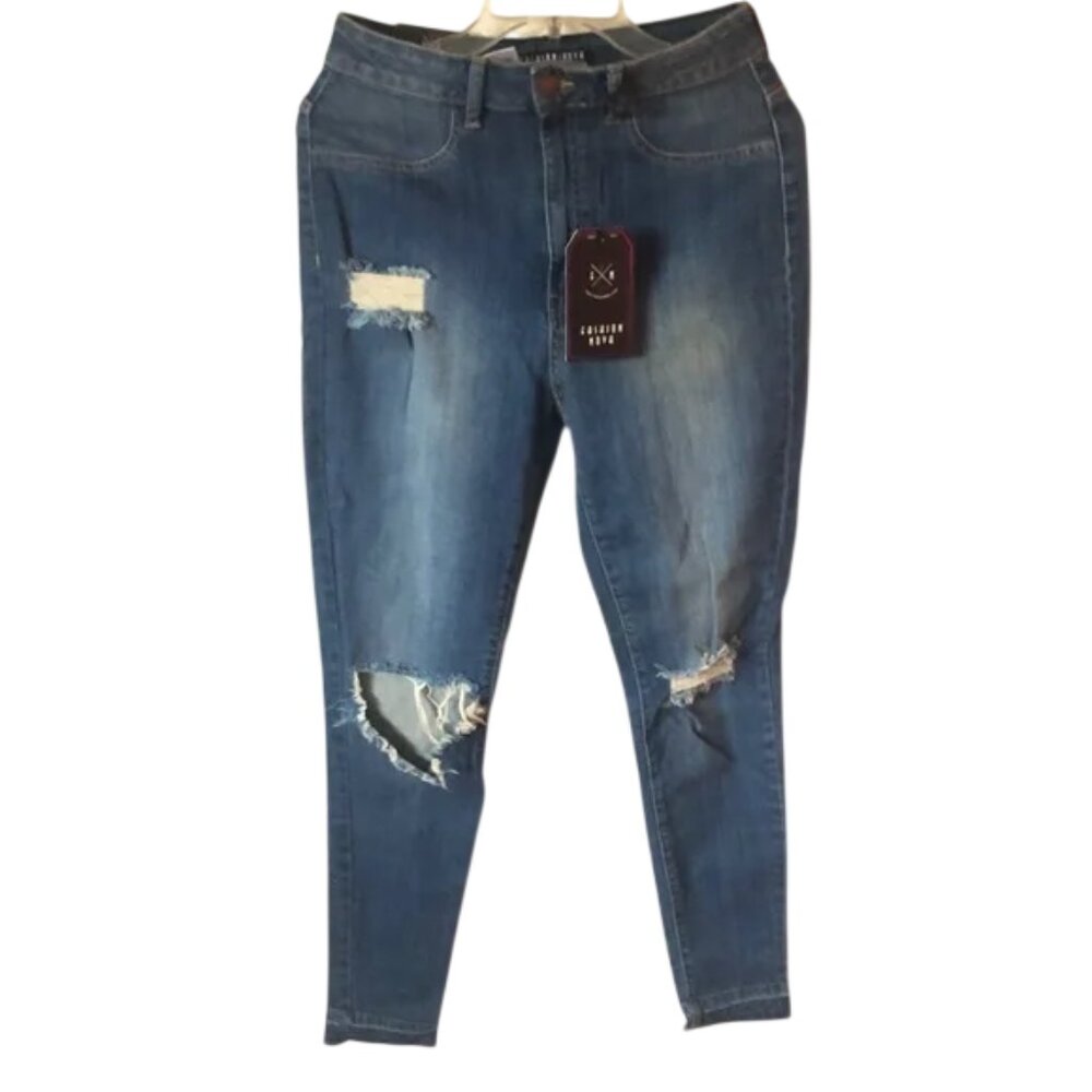 FASHION NOVA Assisi Ripped Skinny Jeans Medium Blue Wash Size 11
